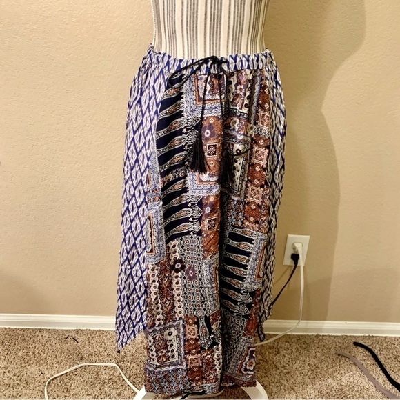 NWT Hem & Thread Skirt Poncho Combo Large Patchwork Boho Rayon Floral Geometric - Picture 2 of 15